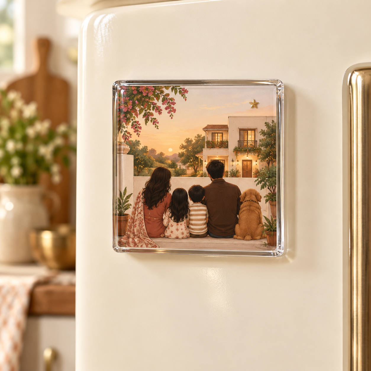 Our Little Family acrylic photo magnet